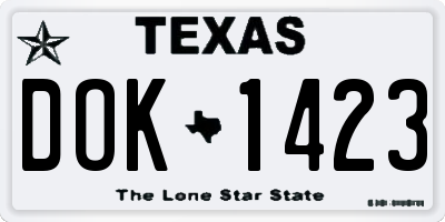 TX license plate DOK1423