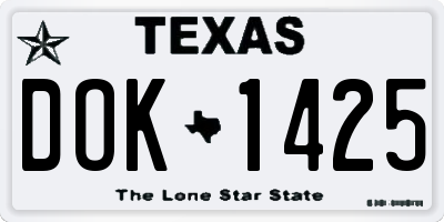 TX license plate DOK1425