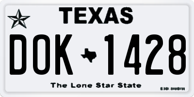 TX license plate DOK1428