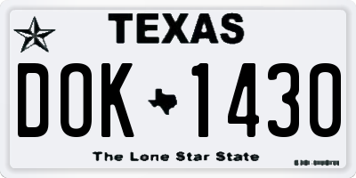 TX license plate DOK1430