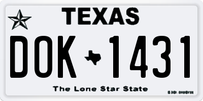 TX license plate DOK1431
