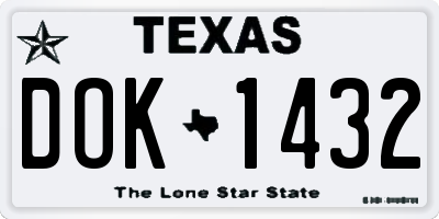 TX license plate DOK1432