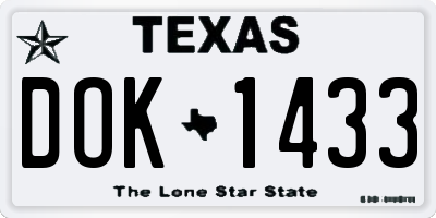 TX license plate DOK1433