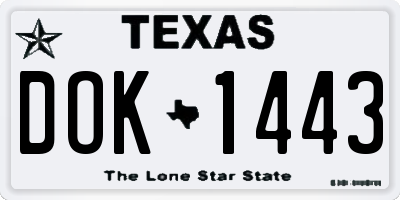 TX license plate DOK1443