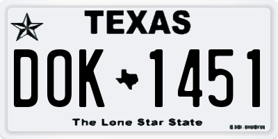TX license plate DOK1451