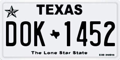 TX license plate DOK1452