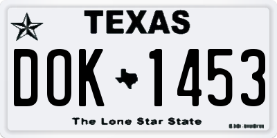 TX license plate DOK1453