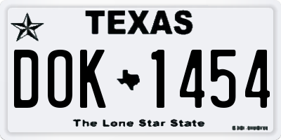 TX license plate DOK1454