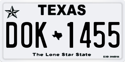 TX license plate DOK1455