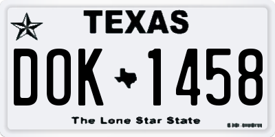 TX license plate DOK1458