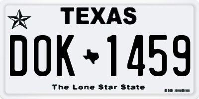 TX license plate DOK1459