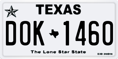 TX license plate DOK1460