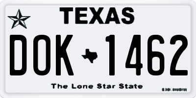 TX license plate DOK1462