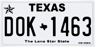 TX license plate DOK1463