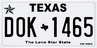 TX license plate DOK1465