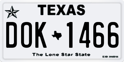 TX license plate DOK1466
