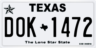 TX license plate DOK1472