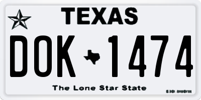 TX license plate DOK1474