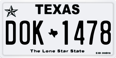TX license plate DOK1478
