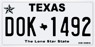 TX license plate DOK1492