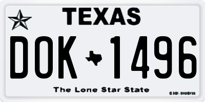 TX license plate DOK1496