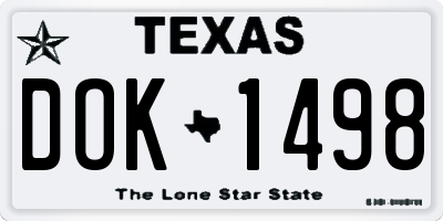 TX license plate DOK1498