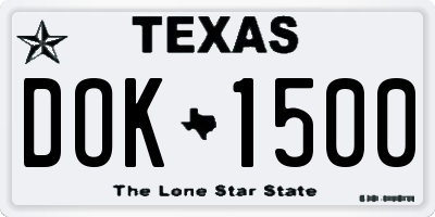 TX license plate DOK1500