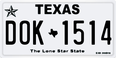 TX license plate DOK1514