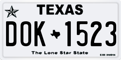 TX license plate DOK1523