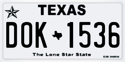 TX license plate DOK1536