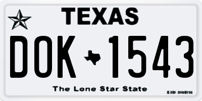 TX license plate DOK1543