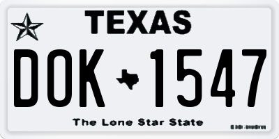TX license plate DOK1547