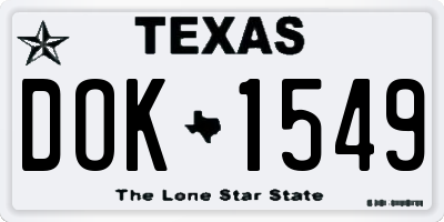 TX license plate DOK1549