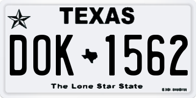 TX license plate DOK1562