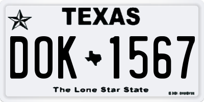 TX license plate DOK1567