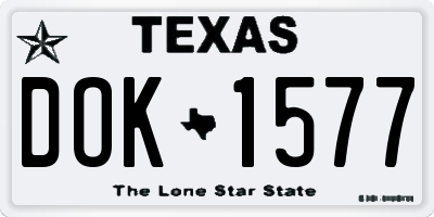 TX license plate DOK1577