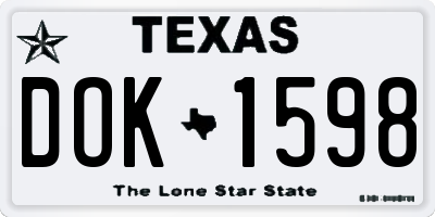 TX license plate DOK1598