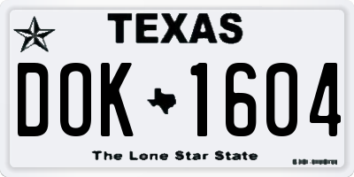 TX license plate DOK1604