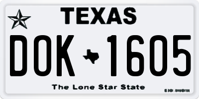 TX license plate DOK1605