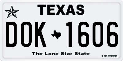 TX license plate DOK1606