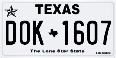 TX license plate DOK1607