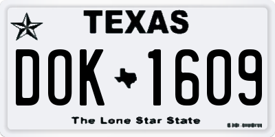 TX license plate DOK1609