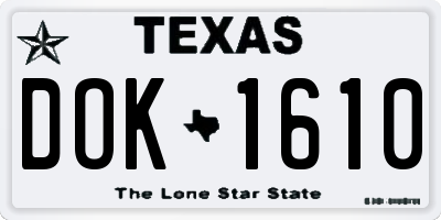 TX license plate DOK1610
