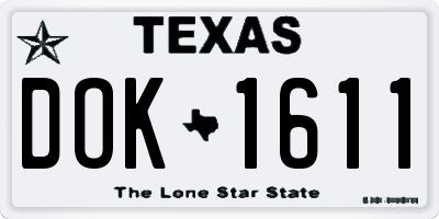 TX license plate DOK1611