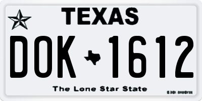 TX license plate DOK1612