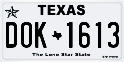 TX license plate DOK1613