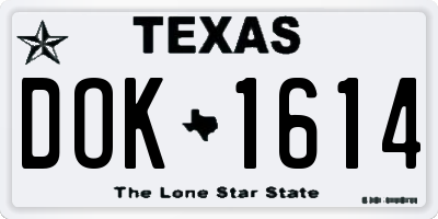TX license plate DOK1614
