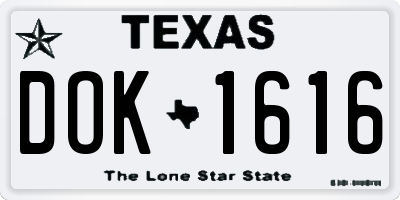 TX license plate DOK1616