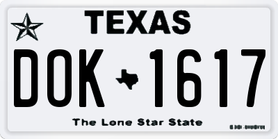 TX license plate DOK1617