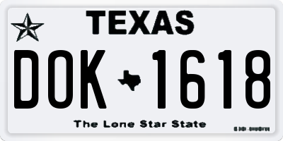 TX license plate DOK1618